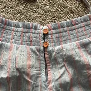 Maeve by Anthropologie Gauzy Tiered Dress Cover Up Light Blue Pink Stripe‎ XS thumbnail 10