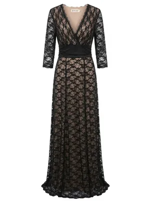 Black Lace Wrap Maxi Dress with Satin Waistband thumbnail 2