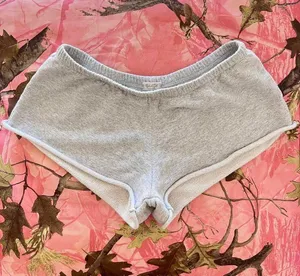 grey cotton mini shorts thumbnail 1