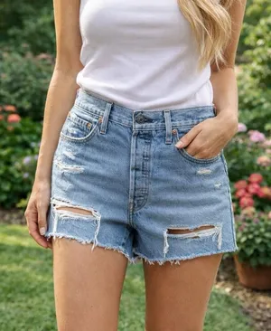 NEW Levi's 501 High Rise Distressed Cut Off Jean Shorts Capsule Summer 30‎ thumbnail 1