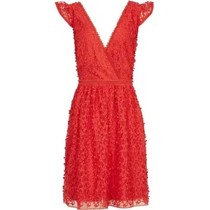 Reiss Abrianna Red Lace V-Neck Cap Sleeve Cocktail Dress Size 4 thumbnail 5
