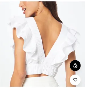 Abercrombie Cropped Dream Top White Eyelet Flutter Sleeve Large thumbnail 2