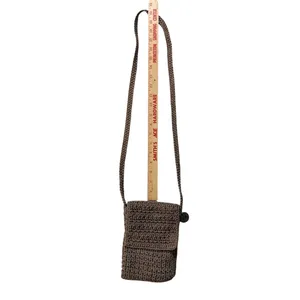 Vintage 90’s The SAK Crochet Bag Y2K Crossbody Shoulder Purse Brown Zip 5.5x7.5 thumbnail 10