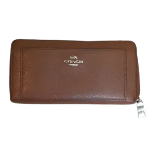 Coach Saddle Brown Leather Accordion Zip Wallet Purse Quiet Luxury Coachcore thumbnail 2