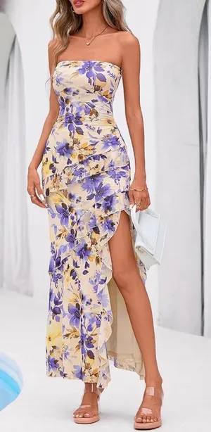 Amazon Floral Strapless Dress thumbnail 1