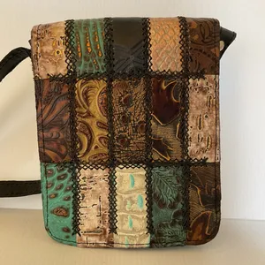 Mexican Genuine Leather Crossbody Bag Handmade Patchwork Boho Artisan Satchel thumbnail 2