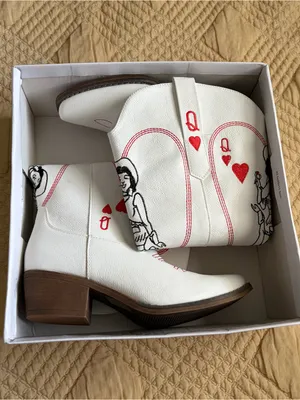 Amazon Embroidered Poker Queen of Hearts Western Cowgirls Boots thumbnail 4