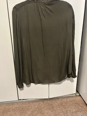 Ann Taylor olive green Ruffled detail Blouse thumbnail 6