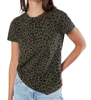 Lucky Brand Animal Print Short Sleeve Crewneck T-Shirt Olive Green Size Medium thumbnail 1