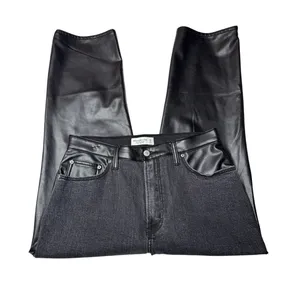 Abercrombie Curve Love Black Faux Leather Ankle Straight Jeans 31 12S thumbnail 3