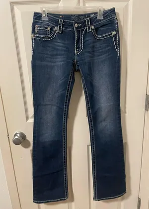 Miss Me Loose Saddle Stitch Border Bootcut Jeans Size 29 thumbnail 2