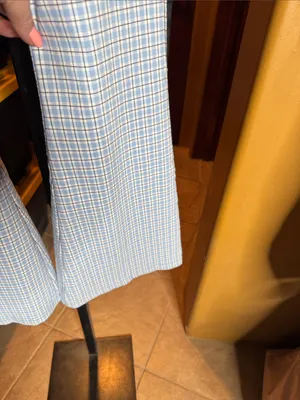 NWOT Hollister High-Rise Plaid Flare Pants Blue White Y2K Retro Stretch Sz Small thumbnail 7