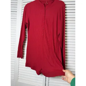 SKIMS Soft Lounge Long Sleeve Henley Onesie Red Brick Women XL NWT thumbnail 8