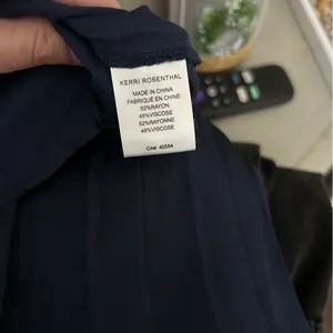 Kerri Rosenthal Navy Long pleated Skirt with pink detail on one side small thumbnail 6