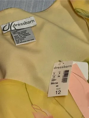 Vintage Dressbarn Yellow Floral Chiffon Midi Dress - Size 12 - NWT thumbnail 12