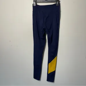 Gymshark Crossover‎ Waist Navy Yellow Asymmetrical Leggings Women’s Size Small thumbnail 4