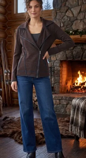 Krimson Klover Brown Knit Asymmetrical Zip Wool Jacket Size XS thumbnail 1