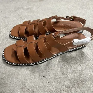 J. Crew Brown Leather Vachetta Interlocking Sandal Shoe Size 9 thumbnail 4