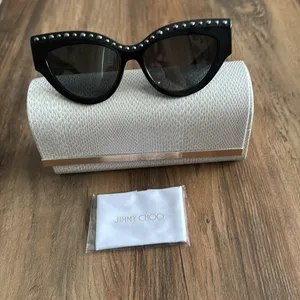 Jimmy Choo Black Cat-Eye Sunglasses with Silver Accents thumbnail 7