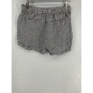 Quince Womens Shorts Gingham Checkered 100% Linen Drawstring Black White S thumbnail 3