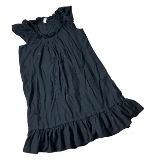 Old Navy Black Ruffle Neck Sleeveless Shift Dress Womens M Black Flounce thumbnail 1