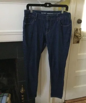 Old Navy Super Skinny Mid Rise Women's Dark Wash Blue Denim Jeans - Size 12 thumbnail 4
