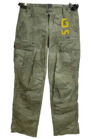 G Star Raw Danbury Field Cargo Pants Womens 26 Green Camo Utility Embroider Army thumbnail 1