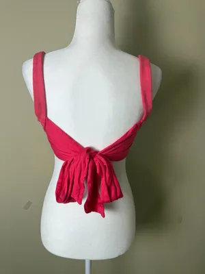 Urban Outfitters Hot Pink Scarf Tie Back Crop Top Size Small thumbnail 3