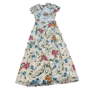 Lulus XS Floral Midi Dress Tie Back Slit Tropical Summer‎ Vacation thumbnail 7