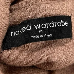 Naked Wardrobe Tan Turtleneck Long Sleeve Pullover Cropped Sweater Top Size M thumbnail 7