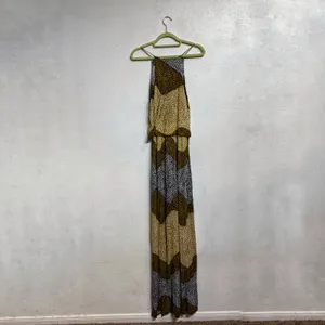 H&M Brown Animal Print Tiered Maxi Dress Sz M thumbnail 10