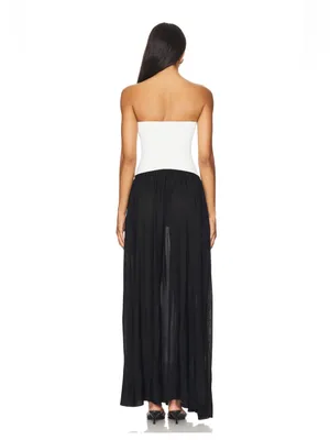 Solid & Striped Sasha Strapless Dress in Optic White Noir Black thumbnail 2