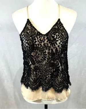 Bleuh ciel black lace overlay nude cami top size XS thumbnail 1