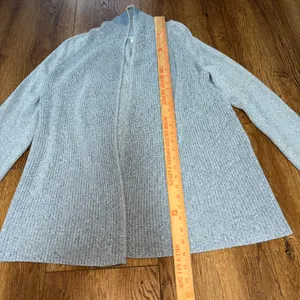 LL Bean Womens XL Light Blue 100% Cotton Open Front Ribbed‎ Cardigan Cottagecore thumbnail 4