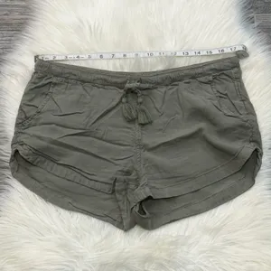 Aerie Lyocell Olive Green Shorts Drawstring Tassel Pull On Size Medium thumbnail 4