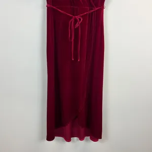 Chelsea 28 Dress XL Burgundy Red‎ Velvet Faux Wrap Maxi Holiday Dress Hi Low thumbnail 5