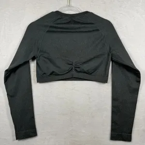 Gymshark Adapt Fleck Seamless‎ Long Sleeve Crop Top XL Dark Grey Marl B2A1C thumbnail 7