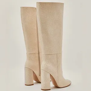 Nasty gal Faux Leather Croc Knee High Pointed Boots women’s boots size 37(6)US thumbnail 5