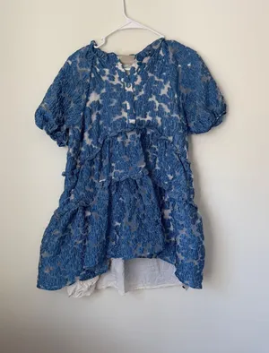 Blue Anthropologie Dress Floral thumbnail 1