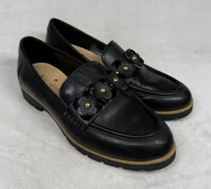 Kate Spade Karisa Black Leather Floral Studded Loafers Womens 5.5M Slip On Shoes thumbnail 1