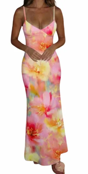 Boutique Floral and Multicolor Maxi Dress thumbnail 1