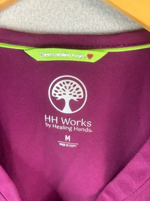 Helping Hands M Berry V-Neck Scrub Top & Pant Set - HH Works thumbnail 11
