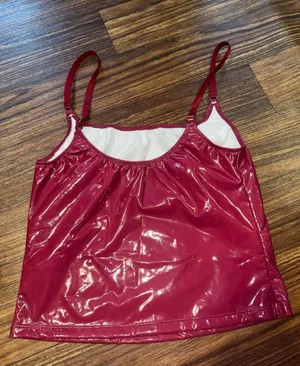 SHEIN Red Vinyl Latex-Look Cami Top with Side Zipper thumbnail 6