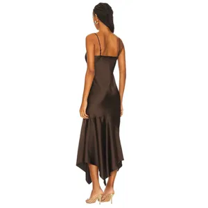Steve Madden Lucille Slip Dress in Dark Espresso Xsmall New Womens Satin Midi thumbnail 2