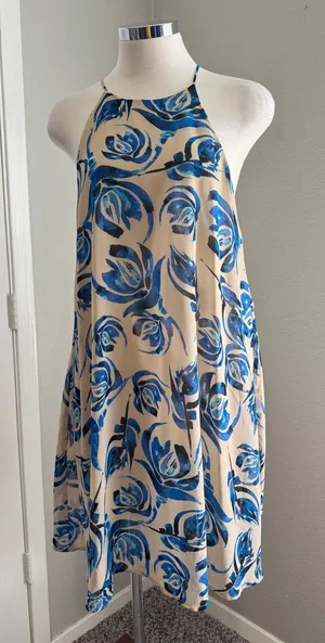 Fab'rik Floral Print Halter Dress Sleeveless,Casual Summer Dress‎ Large thumbnail 1