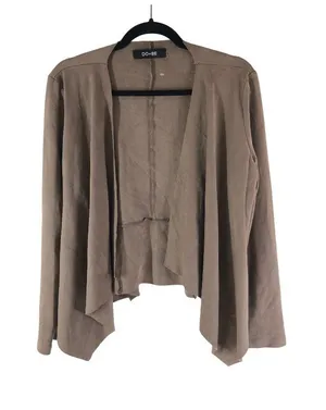 Do+Be Brown Open-Front Waterfall Cardigan Jacket Large Faux Suede thumbnail 1