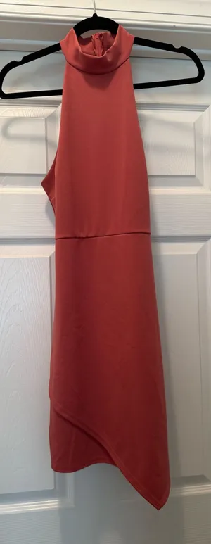 Windsor Sleeveless Rust Halter Dress thumbnail 1