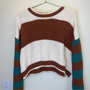 American Eagle Cropped Colorblock‎ Knit Sweater Oversized EUC thumbnail 3