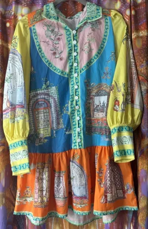 Vestique Vibrant Multicolor Printed Long Sleeve Mini Italian Villa Dress ✨ thumbnail 5
