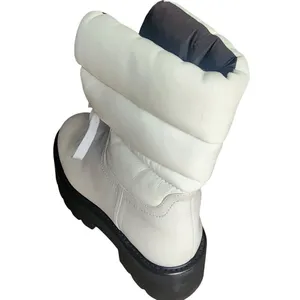Stuart Weitzman‎ White Leather Platform Lug Sole Gorpcore Boot, 6.5 thumbnail 4